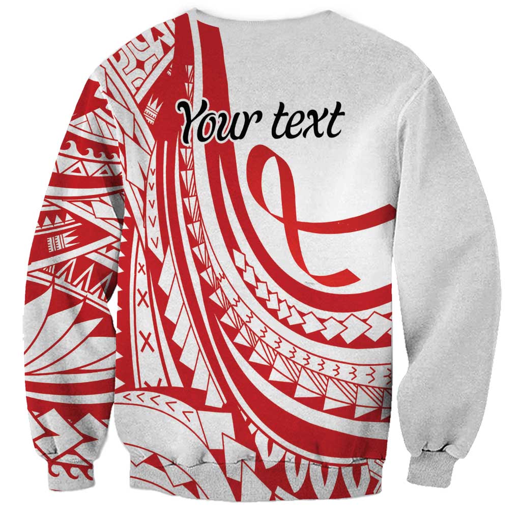 Know Your Status Red Ribbon Personalised Sweatshirt Polynesian AIDS Awareness