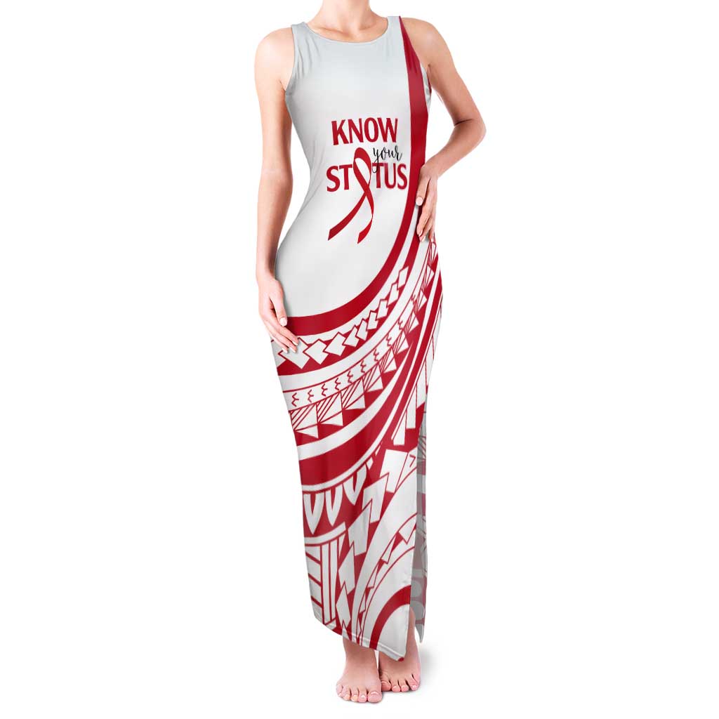 Know Your Status Red Ribbon Personalised Tank Maxi Dress Polynesian AIDS Awareness