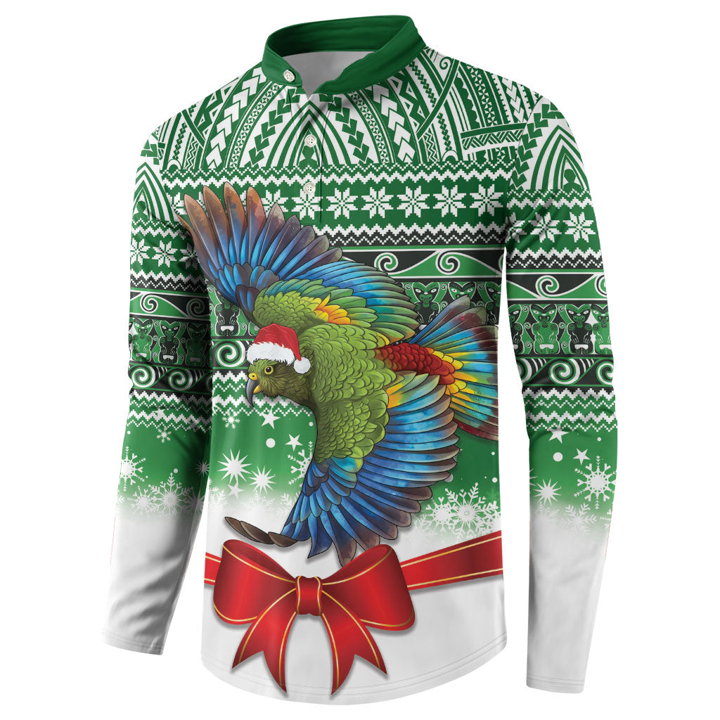 New Zealand Kea Bird Christmas Button Sweatshirt Maori Inspired Knitted Patterns LT9 - Polynesian Pride