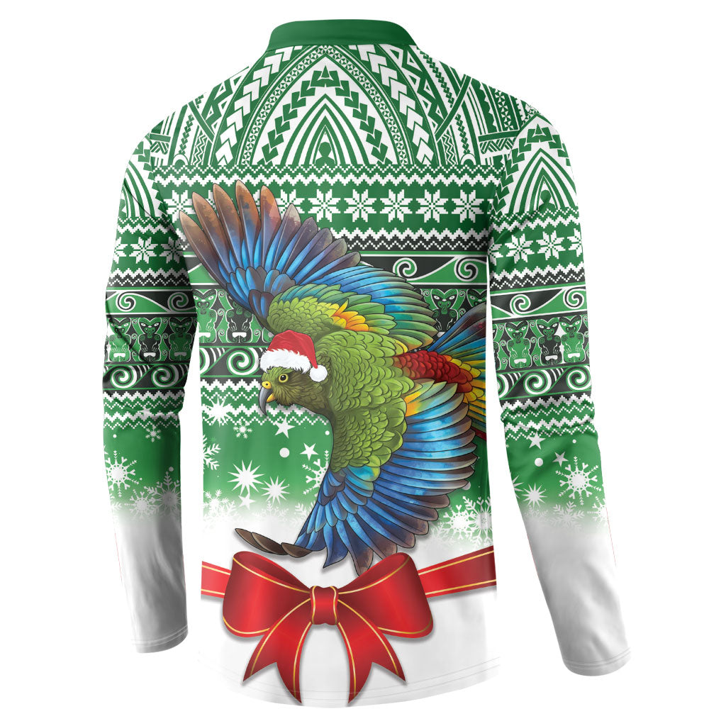 New Zealand Kea Bird Christmas Button Sweatshirt Maori Inspired Knitted Patterns LT9 - Polynesian Pride