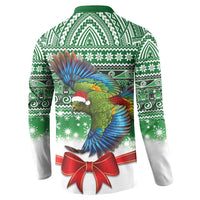 New Zealand Kea Bird Christmas Button Sweatshirt Maori Inspired Knitted Patterns LT9 - Polynesian Pride