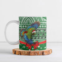 New Zealand Kea Bird Christmas Ceramic Mug Maori Inspired Knitted Patterns LT9 Green - Polynesian Pride
