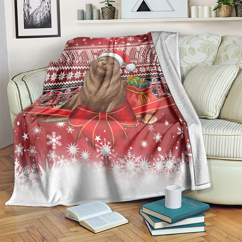 New Zealand Kekeno Seal Christmas Blanket Maori Inspired Knitted Patterns LT9 Red - Polynesian Pride