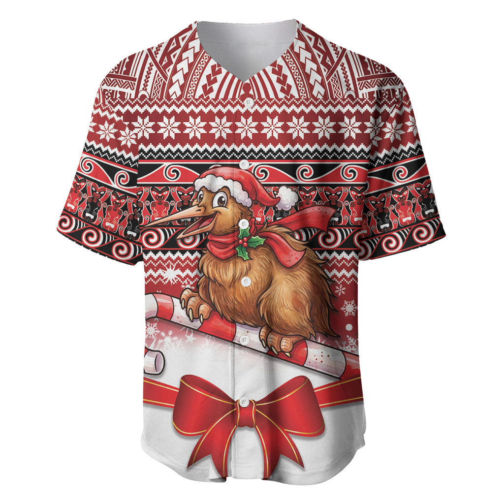New Zealand Kiwi Bird Christmas Baseball Jersey Maori Inspired Knitted Patterns LT9 Red - Polynesian Pride