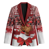 New Zealand Kiwi Bird Christmas Blazer Maori Inspired Knitted Patterns LT9 Unisex Red - Polynesian Pride