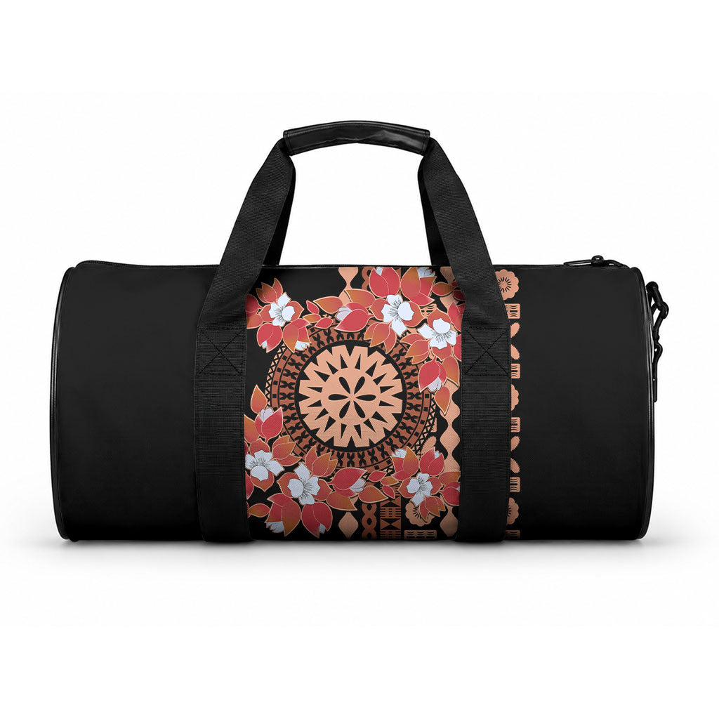 Bula Fiji Tagimoucia Flower Masi Tapa Tribal Duffle Bag Brown Color LT9 One size Brown - Polynesian Pride