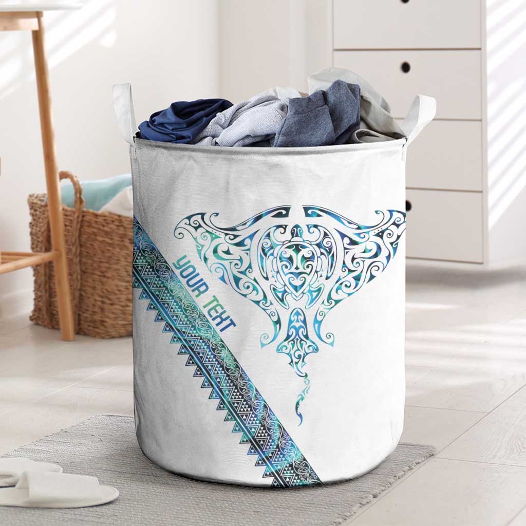 Kahui Whetu Paua shell Kowhaiwhai Taniko Personalised Laundry Basket Manta Ray Shark-Turtle Maori Tribal Style