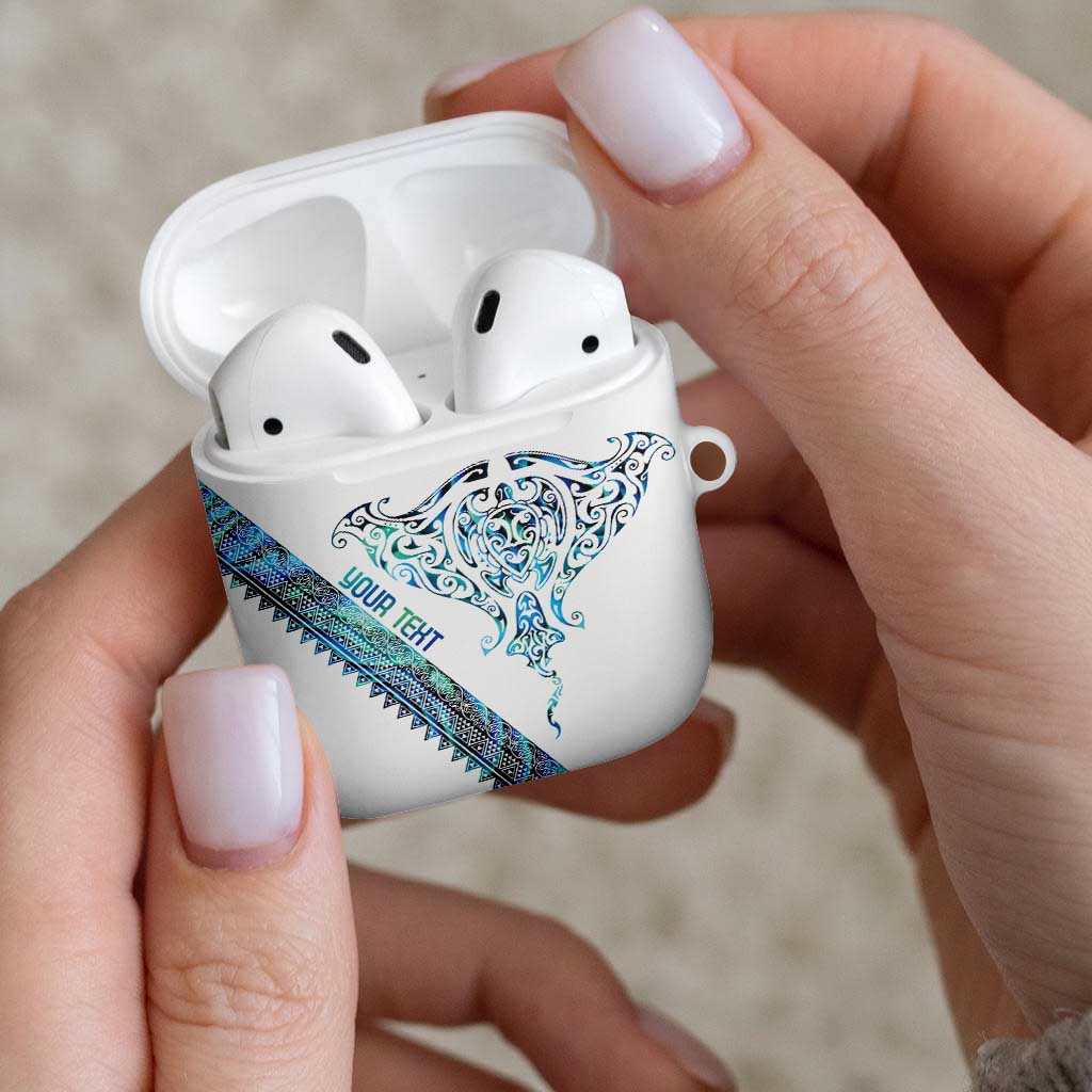 Kahui Whetu Paua shell Kowhaiwhai Taniko Personalised AirPods Case Manta Ray Shark-Turtle Maori Tribal Style