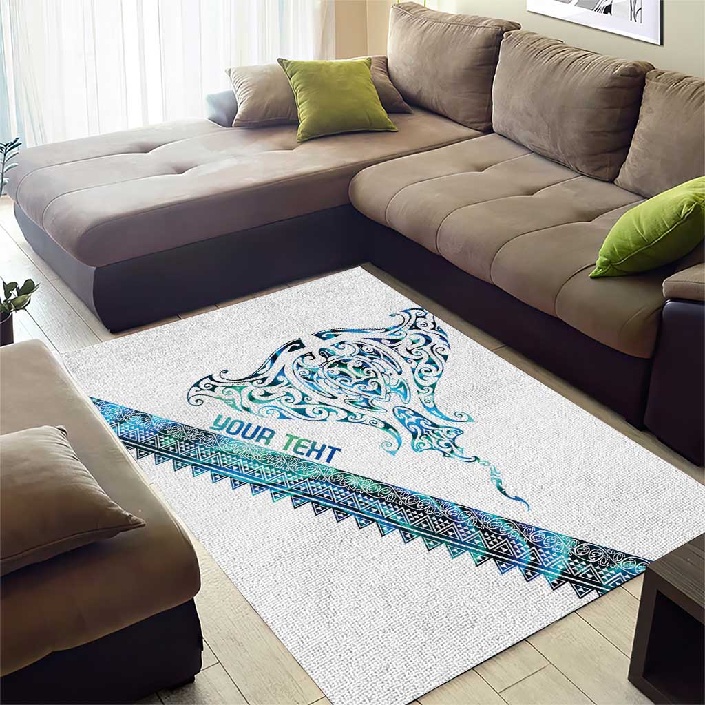 Kahui Whetu Paua shell Kowhaiwhai Taniko Personalised Area Rug Manta Ray Shark-Turtle Maori Tribal Style