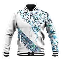 Kahui Whetu Paua shell Kowhaiwhai Taniko Personalised Baseball Jacket Manta Ray Shark-Turtle Maori Tribal Style