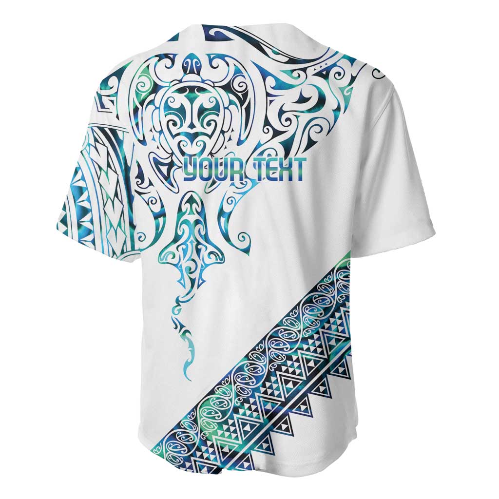 Kahui Whetu Paua shell Kowhaiwhai Taniko Personalised Baseball Jersey Manta Ray Shark-Turtle Maori Tribal Style
