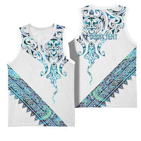 Kahui Whetu Paua shell Kowhaiwhai Taniko Personalised Basketball Jersey Manta Ray Shark-Turtle Maori Tribal Style
