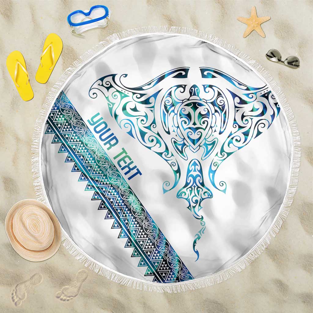 Kahui Whetu Paua shell Kowhaiwhai Taniko Personalised Beach Blanket Manta Ray Shark-Turtle Maori Tribal Style