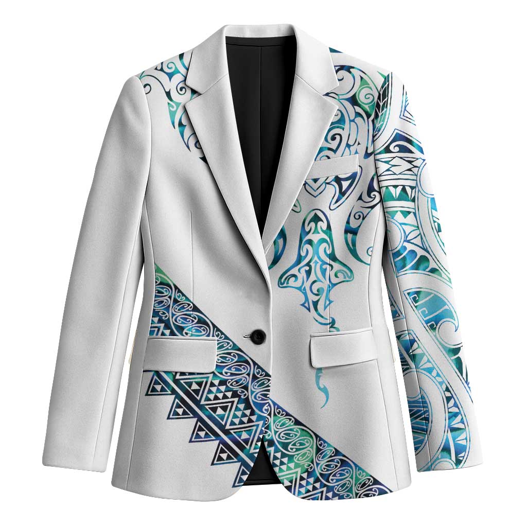 Kahui Whetu Paua shell Kowhaiwhai Taniko Personalised Blazer Manta Ray Shark-Turtle Maori Tribal Style LT9 Unisex Blue - Polynesian Pride