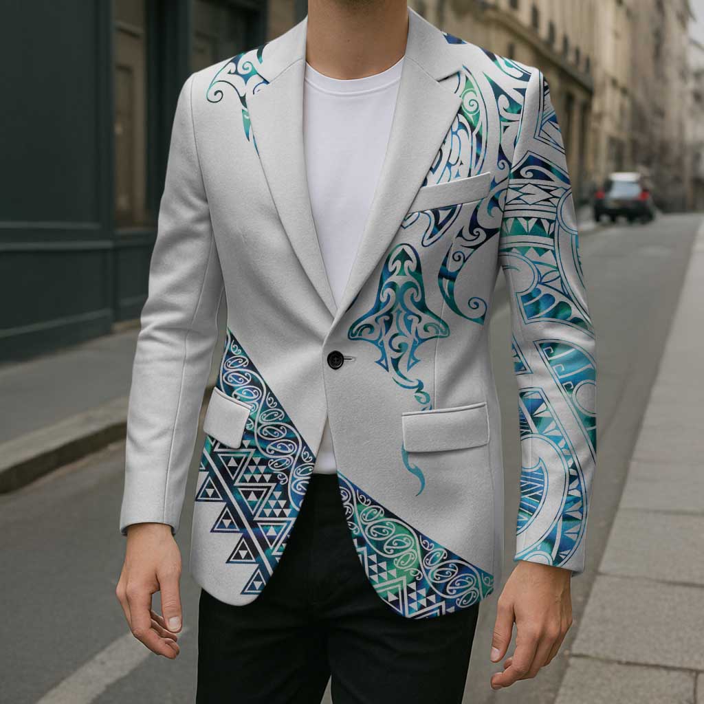 Kahui Whetu Paua shell Kowhaiwhai Taniko Personalised Blazer Manta Ray Shark-Turtle Maori Tribal Style LT9 - Polynesian Pride