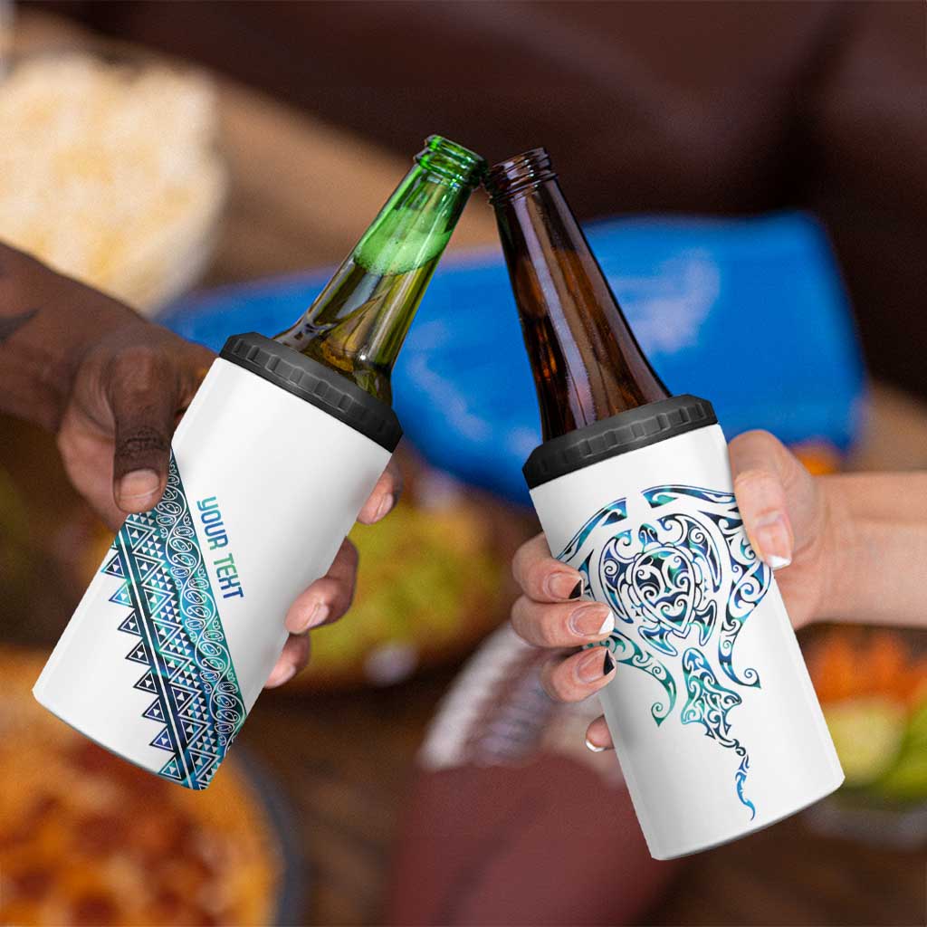 Kahui Whetu Paua shell Kowhaiwhai Taniko Personalised 4 in 1 Can Cooler Tumbler Manta Ray Shark-Turtle Maori Tribal Style