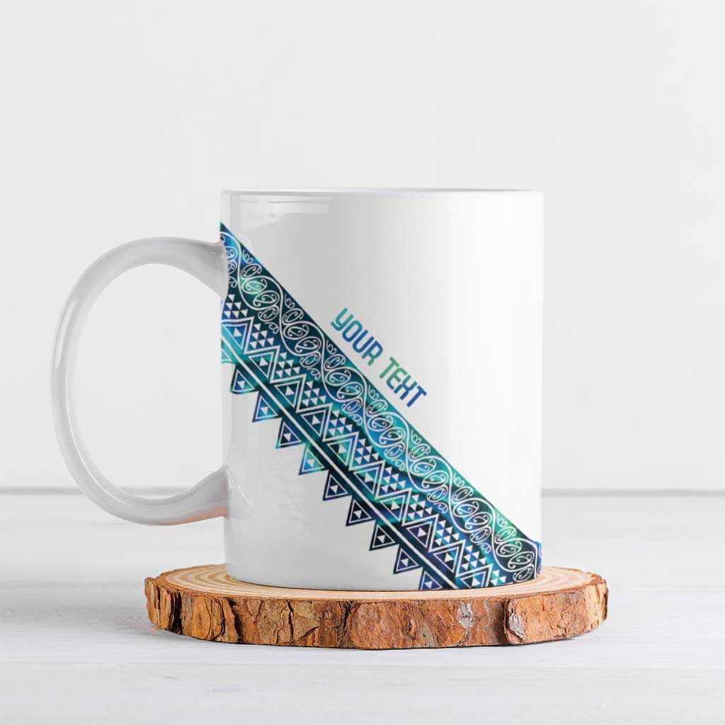 Kahui Whetu Paua shell Kowhaiwhai Taniko Personalised Ceramic Mug Manta Ray Shark-Turtle Maori Tribal Style LT9 Blue - Polynesian Pride