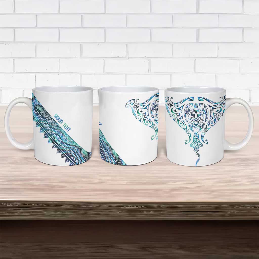 Kahui Whetu Paua shell Kowhaiwhai Taniko Personalised Ceramic Mug Manta Ray Shark-Turtle Maori Tribal Style LT9 - Polynesian Pride