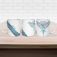 Kahui Whetu Paua shell Kowhaiwhai Taniko Personalised Ceramic Mug Manta Ray Shark-Turtle Maori Tribal Style LT9 - Polynesian Pride