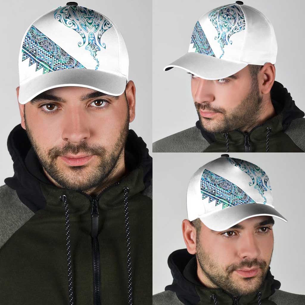 Kahui Whetu Paua shell Kowhaiwhai Taniko Classic Cap Manta Ray Shark-Turtle Maori Tribal Style LT9 - Polynesian Pride