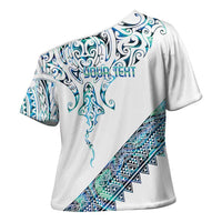 Kahui Whetu Paua shell Kowhaiwhai Taniko Personalised Cross Shoulder Shirt Manta Ray Shark-Turtle Maori Tribal Style