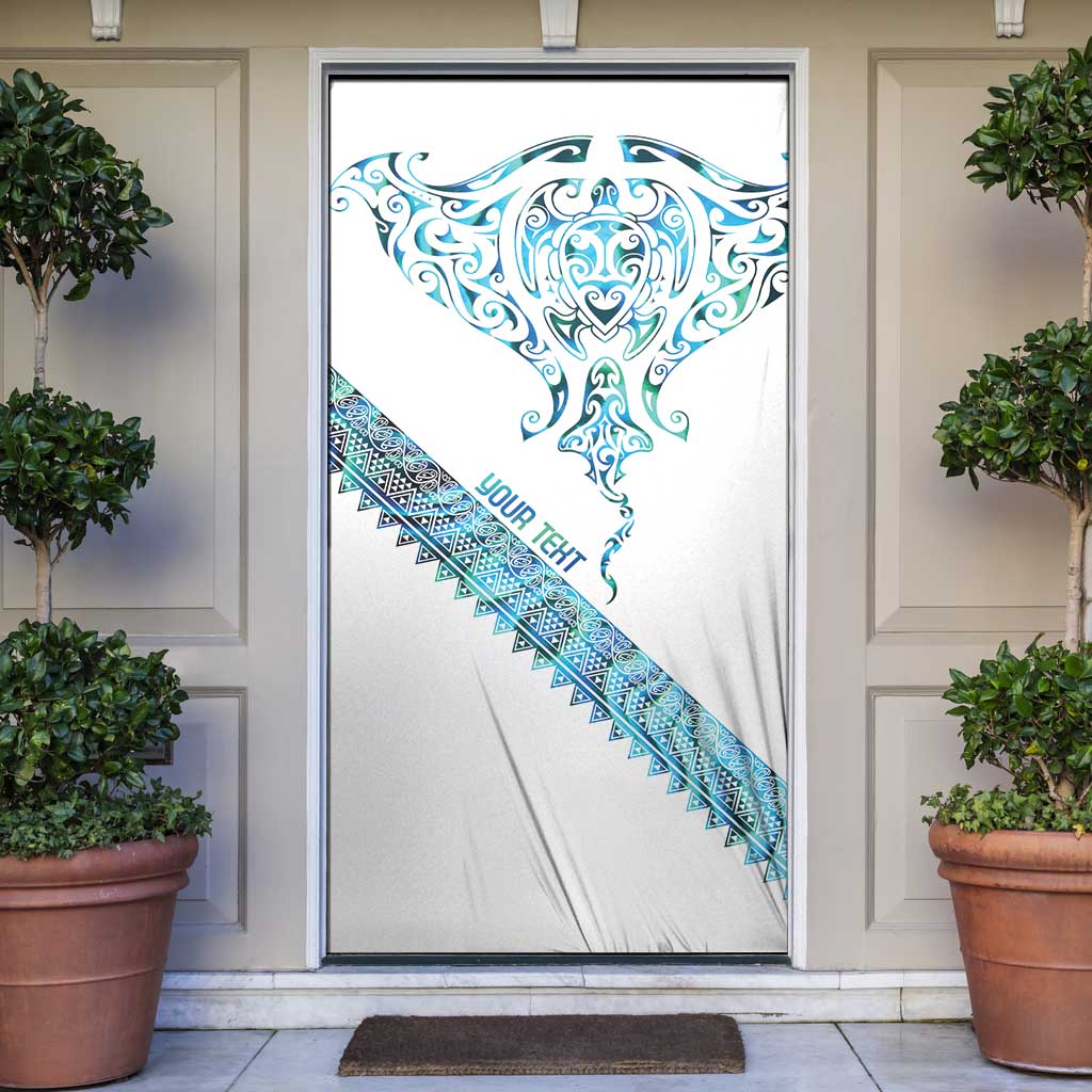 Kahui Whetu Paua shell Kowhaiwhai Taniko Personalised Door Cover Manta Ray Shark-Turtle Maori Tribal Style