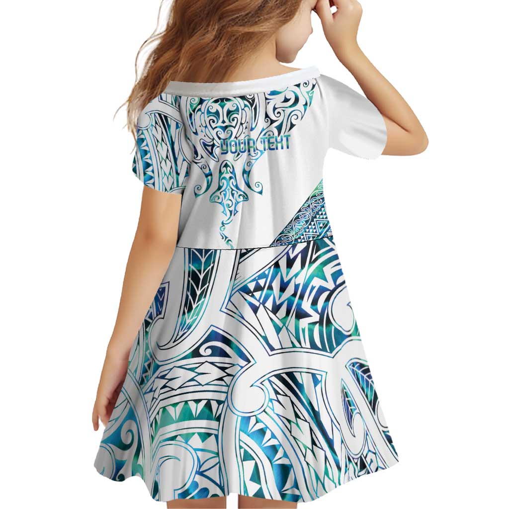 Kahui Whetu Paua shell Kowhaiwhai Taniko Personalised Family Matching Mermaid Dress and Hawaiian Shirt Manta Ray Shark-Turtle Maori Tribal Style