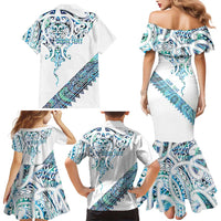 Kahui Whetu Paua shell Kowhaiwhai Taniko Personalised Family Matching Mermaid Dress and Hawaiian Shirt Manta Ray Shark-Turtle Maori Tribal Style