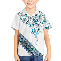 Kahui Whetu Paua shell Kowhaiwhai Taniko Personalised Family Matching Mermaid Dress and Hawaiian Shirt Manta Ray Shark-Turtle Maori Tribal Style