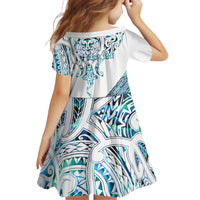 Kahui Whetu Paua shell Kowhaiwhai Taniko Personalised Family Matching Off The Shoulder Long Sleeve Dress and Hawaiian Shirt Manta Ray Shark-Turtle Maori Tribal Style