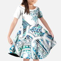 Kahui Whetu Paua shell Kowhaiwhai Taniko Personalised Family Matching Summer Maxi Dress and Hawaiian Shirt Manta Ray Shark-Turtle Maori Tribal Style