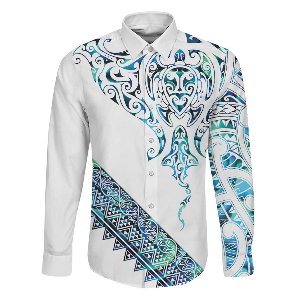 Kahui Whetu Paua shell Kowhaiwhai Taniko Personalised Family Matching Tank Maxi Dress and Hawaiian Shirt Manta Ray Shark-Turtle Maori Tribal Style