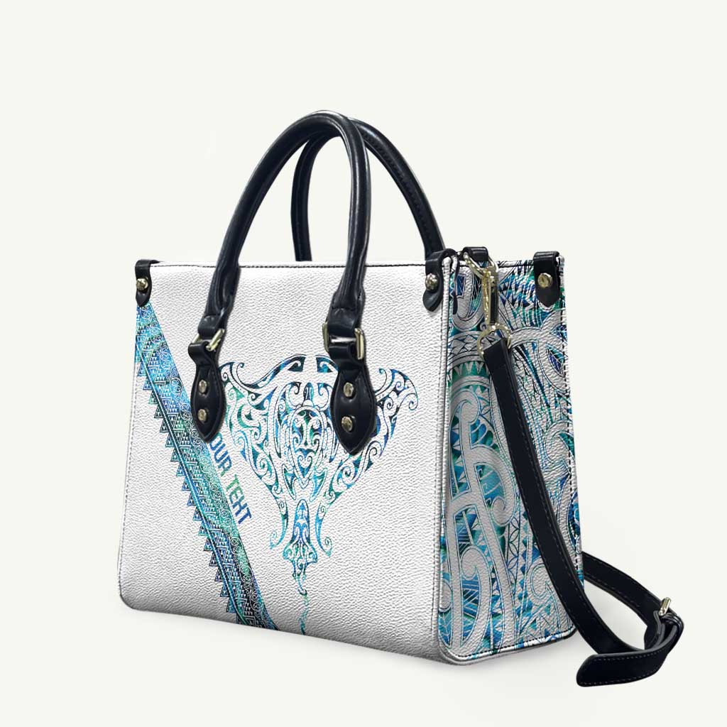 Kahui Whetu Paua shell Kowhaiwhai Taniko Personalised Leather Bag Manta Ray Shark-Turtle Maori Tribal Style