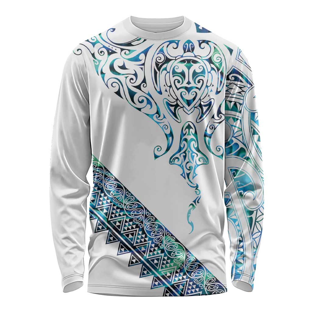 Kahui Whetu Paua shell Kowhaiwhai Taniko Personalised Long Sleeve Shirt Manta Ray Shark-Turtle Maori Tribal Style