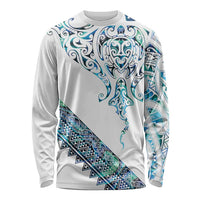 Kahui Whetu Paua shell Kowhaiwhai Taniko Personalised Long Sleeve Shirt Manta Ray Shark-Turtle Maori Tribal Style