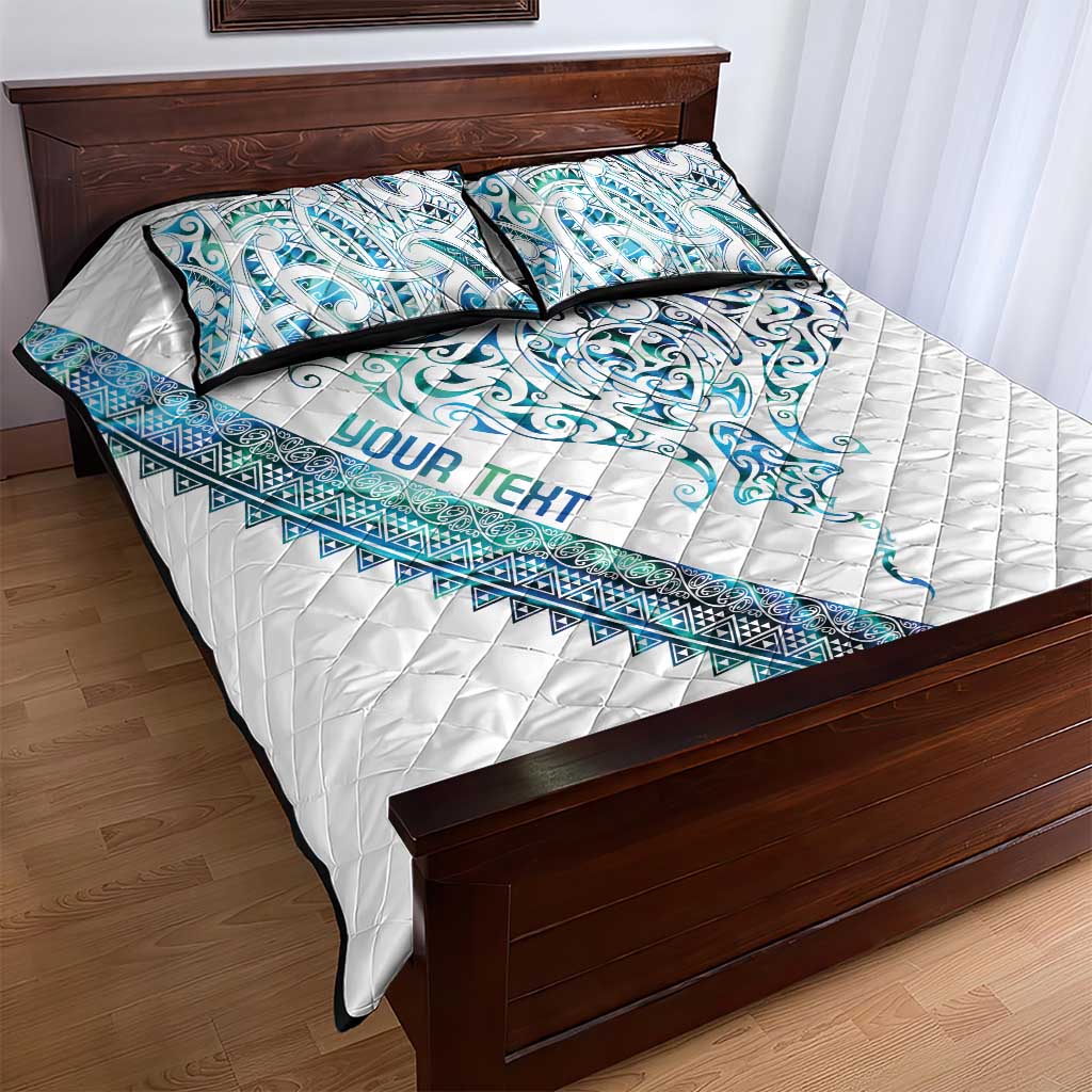 Kahui Whetu Paua shell Kowhaiwhai Taniko Personalised Quilt Bed Set Manta Ray Shark-Turtle Maori Tribal Style