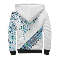 Kahui Whetu Paua shell Kowhaiwhai Taniko Personalised Sherpa Hoodie Manta Ray Shark-Turtle Maori Tribal Style