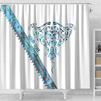 Kahui Whetu Paua shell Kowhaiwhai Taniko Personalised Shower Curtain Manta Ray Shark-Turtle Maori Tribal Style