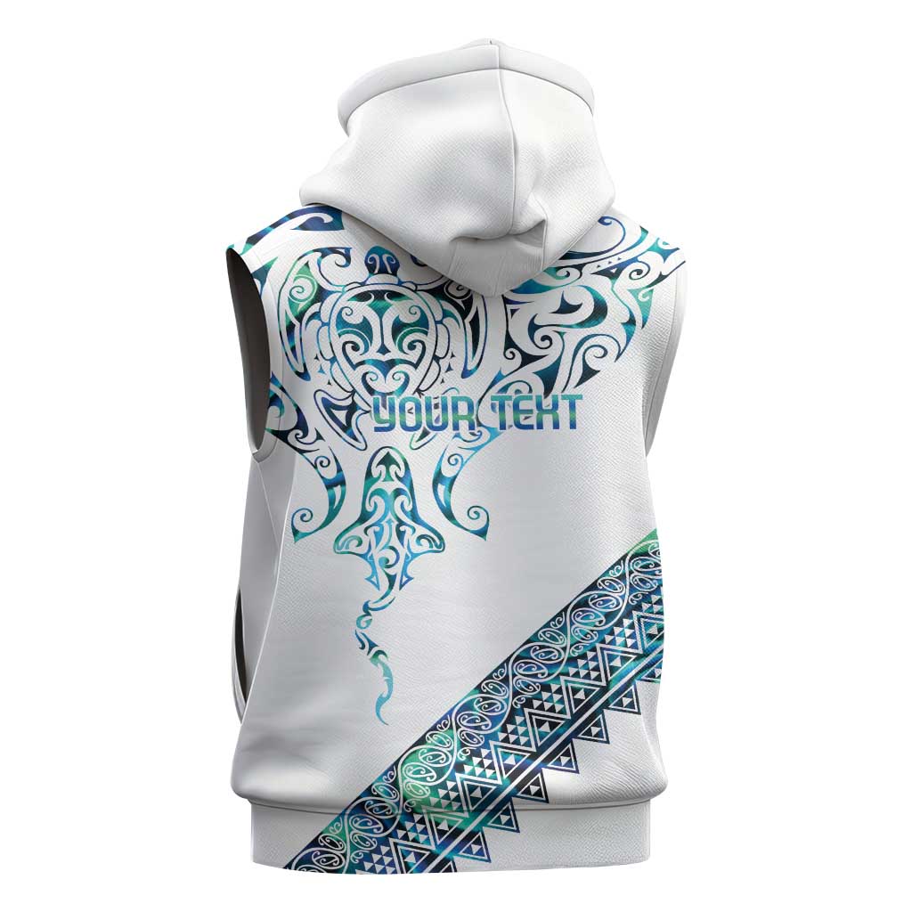 Kahui Whetu Paua shell Kowhaiwhai Taniko Personalised Sleeveless Hoodie Manta Ray Shark-Turtle Maori Tribal Style
