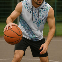Kahui Whetu Paua shell Kowhaiwhai Taniko Personalised Sleeveless Hoodie Manta Ray Shark-Turtle Maori Tribal Style