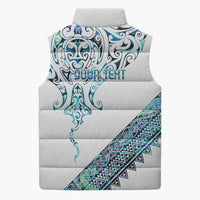 Kahui Whetu Paua shell Kowhaiwhai Taniko Personalised Sleeveless Puffer Jacket Manta Ray Shark-Turtle Maori Tribal Style