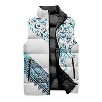 Kahui Whetu Paua shell Kowhaiwhai Taniko Personalised Sleeveless Puffer Jacket Manta Ray Shark-Turtle Maori Tribal Style