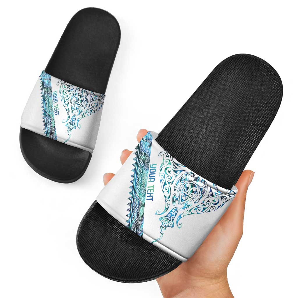 Kahui Whetu Paua shell Kowhaiwhai Taniko Personalised Slide Sandals Manta Ray Shark-Turtle Maori Tribal Style