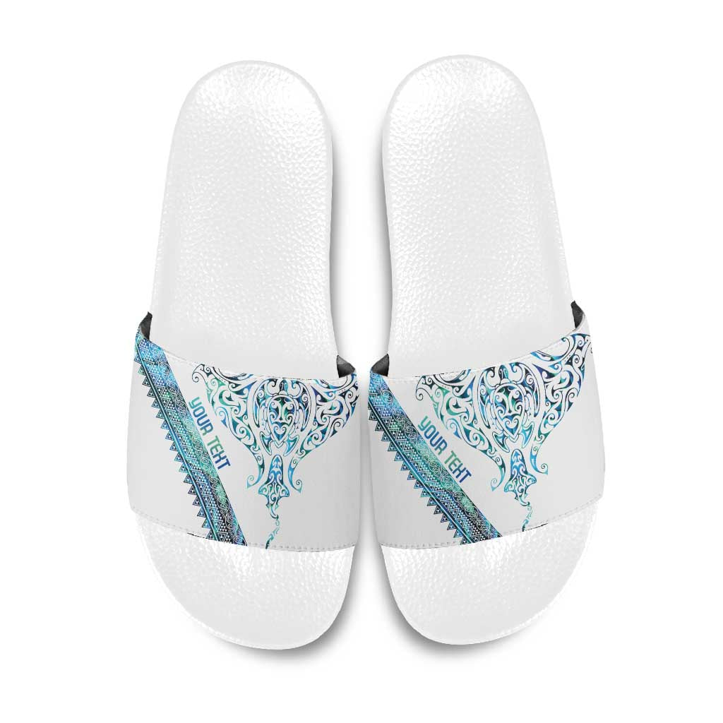 Kahui Whetu Paua shell Kowhaiwhai Taniko Personalised Slide Sandals Manta Ray Shark-Turtle Maori Tribal Style
