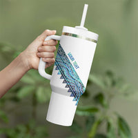 Kahui Whetu Paua shell Kowhaiwhai Taniko Personalised Tumbler With Handle Manta Ray Shark-Turtle Maori Tribal Style
