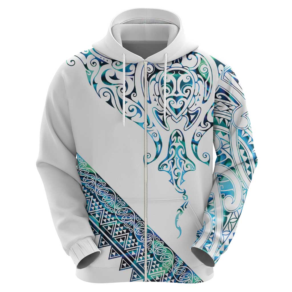 Kahui Whetu Paua shell Kowhaiwhai Taniko Personalised Zip Hoodie Manta Ray Shark-Turtle Maori Tribal Style