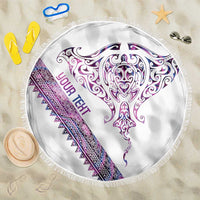Mawhero Paua shell Kowhaiwhai Taniko Personalised Beach Blanket Manta Ray Shark-Turtle Maori Tribal Style