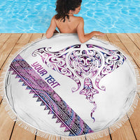 Mawhero Paua shell Kowhaiwhai Taniko Personalised Beach Blanket Manta Ray Shark-Turtle Maori Tribal Style