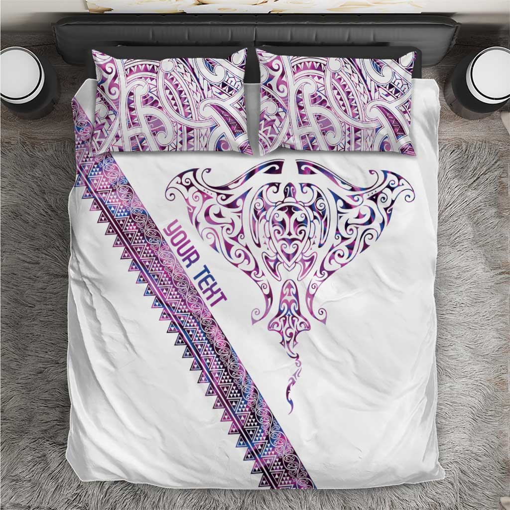 Mawhero Paua shell Kowhaiwhai Taniko Personalised Bedding Set Manta Ray Shark-Turtle Maori Tribal Style LT9 Pink - Polynesian Pride