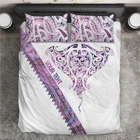 Mawhero Paua shell Kowhaiwhai Taniko Personalised Bedding Set Manta Ray Shark-Turtle Maori Tribal Style LT9 Pink - Polynesian Pride